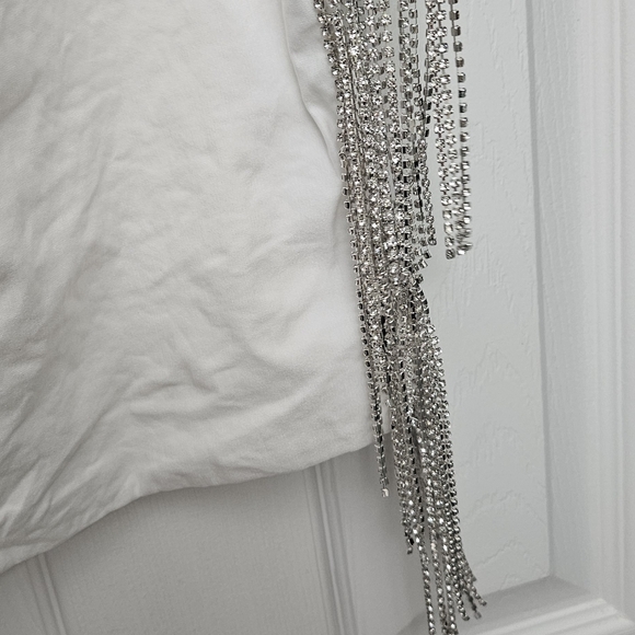 White mini dress with jewel fringe - Picture 6 of 8